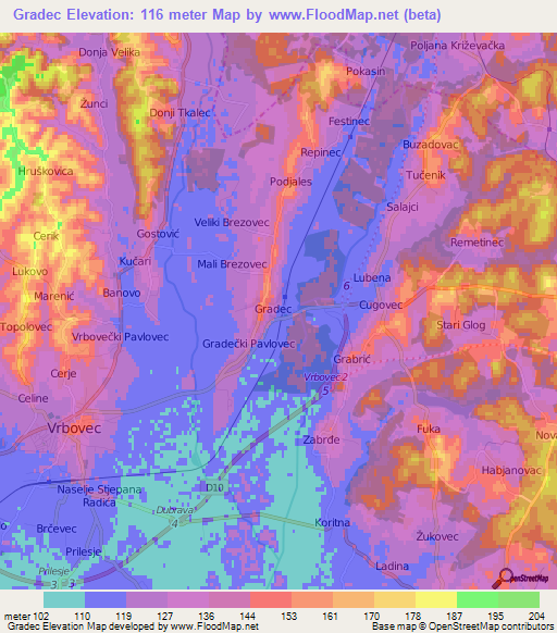 Gradec,Croatia Elevation Map