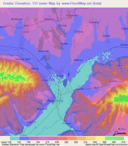 Gradac,Croatia Elevation Map