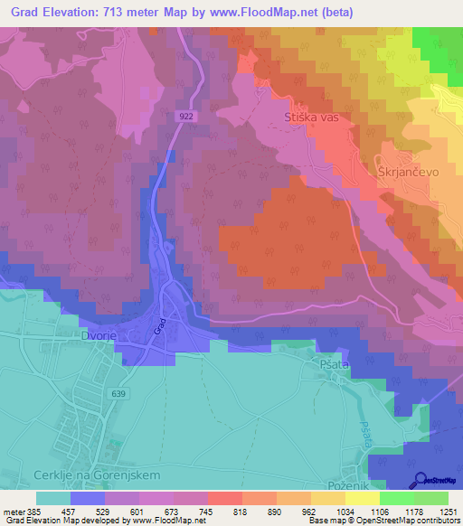 Grad,Slovenia Elevation Map