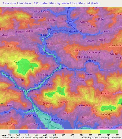 Gracnica,Slovenia Elevation Map