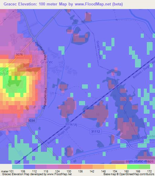 Gracec,Croatia Elevation Map