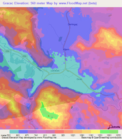 Gracac,Croatia Elevation Map