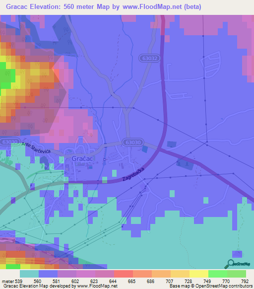 Gracac,Croatia Elevation Map