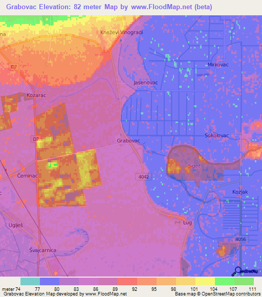Grabovac,Croatia Elevation Map