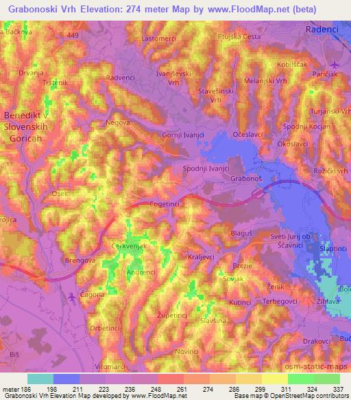 Grabonoski Vrh,Slovenia Elevation Map