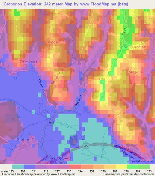 Grabonos,Slovenia Elevation Map