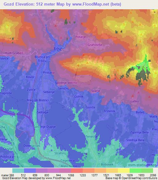 Gozd,Slovenia Elevation Map