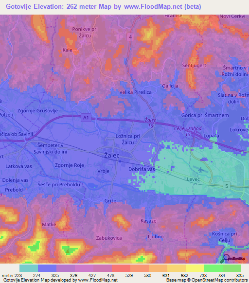 Gotovlje,Slovenia Elevation Map