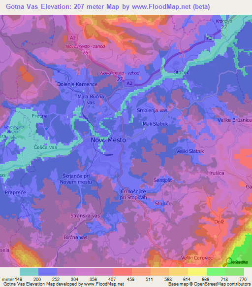 Gotna Vas,Slovenia Elevation Map