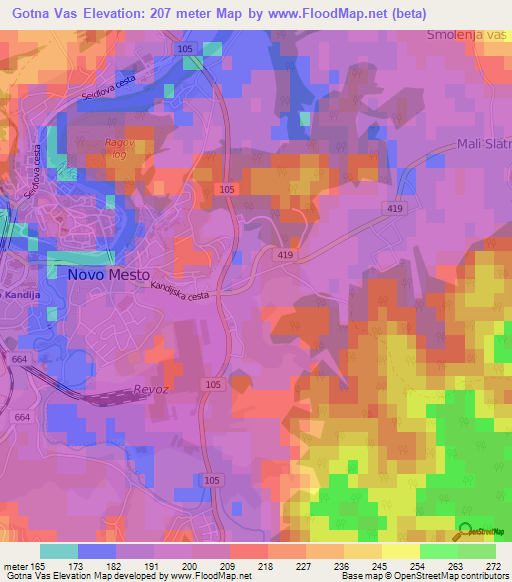 Gotna Vas,Slovenia Elevation Map