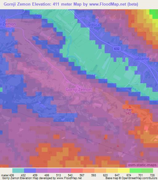 Gornji Zemon,Slovenia Elevation Map