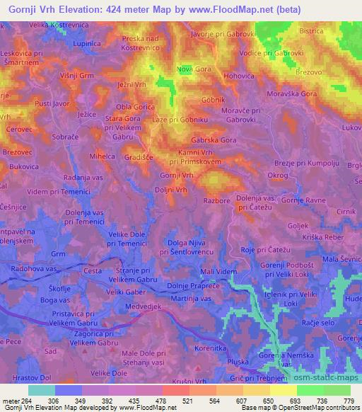 Gornji Vrh,Slovenia Elevation Map