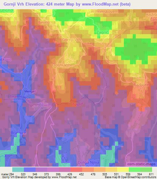 Gornji Vrh,Slovenia Elevation Map