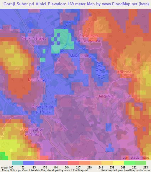 Gornji Suhor pri Vinici,Slovenia Elevation Map