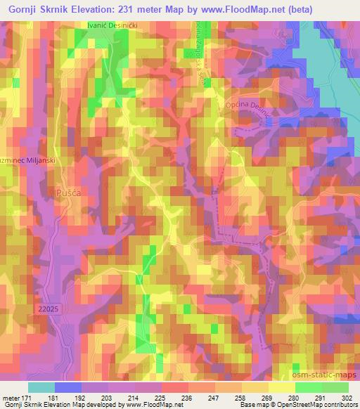 Gornji Skrnik,Croatia Elevation Map