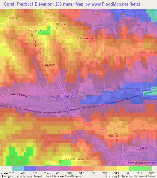 Gornji Petrovci,Slovenia Elevation Map