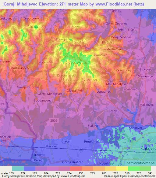 Gornji Mihaljevec,Croatia Elevation Map