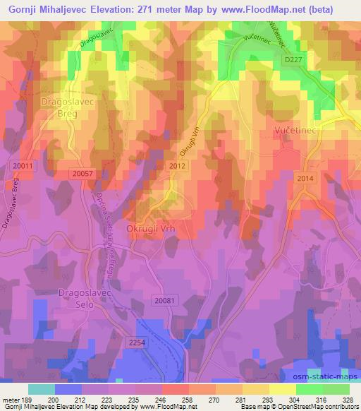 Gornji Mihaljevec,Croatia Elevation Map