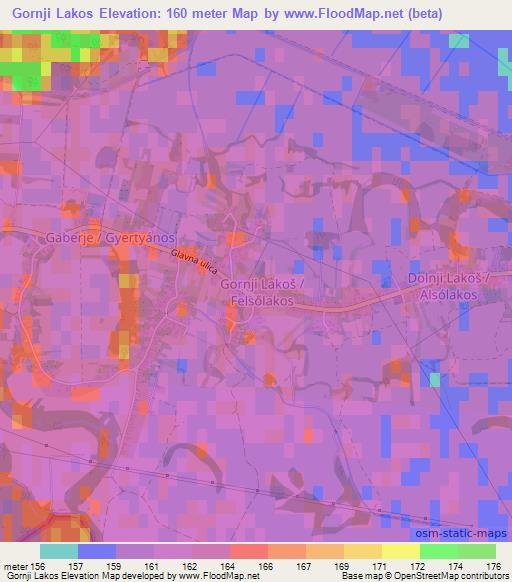 Gornji Lakos,Slovenia Elevation Map