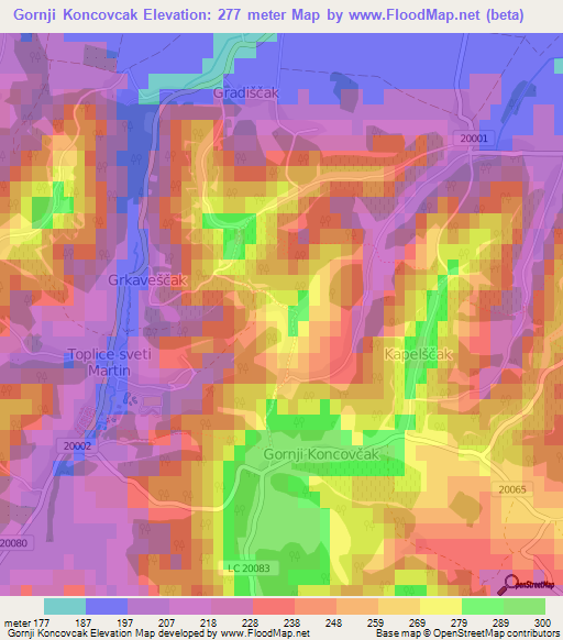 Gornji Koncovcak,Croatia Elevation Map