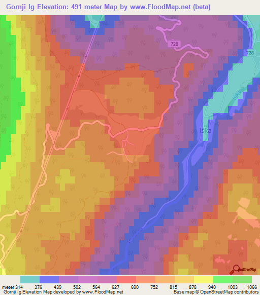 Gornji Ig,Slovenia Elevation Map