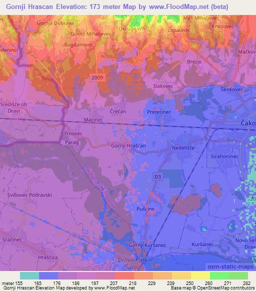 Gornji Hrascan,Croatia Elevation Map