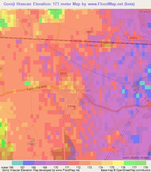 Gornji Hrascan,Croatia Elevation Map