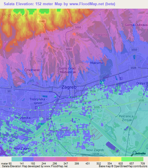 Salata,Croatia Elevation Map