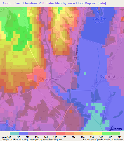 Gornji Crnci,Slovenia Elevation Map