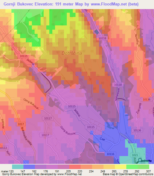 Gornji Bukovec,Croatia Elevation Map