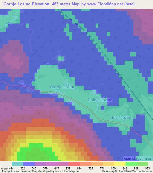 Gornje Lozine,Slovenia Elevation Map