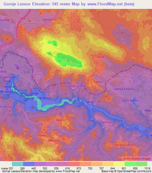 Gornje Lezece,Slovenia Elevation Map