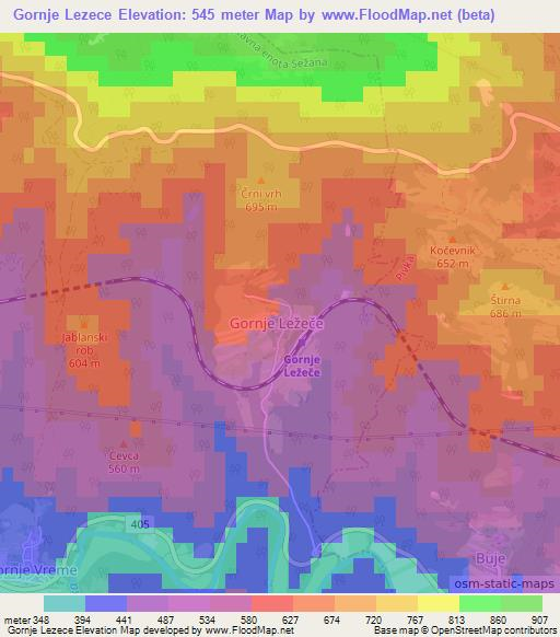 Gornje Lezece,Slovenia Elevation Map