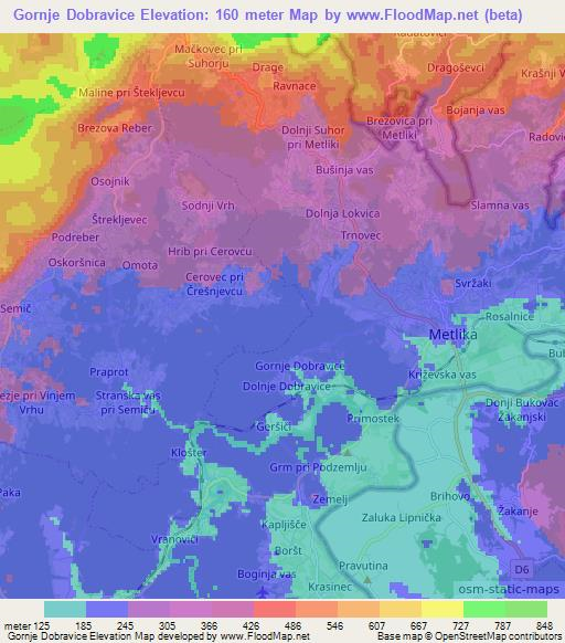 Gornje Dobravice,Slovenia Elevation Map