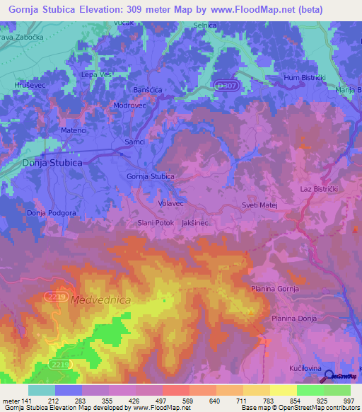 Gornja Stubica,Croatia Elevation Map