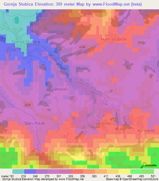 Gornja Stubica,Croatia Elevation Map