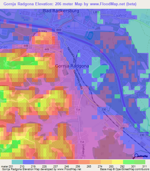 Gornja Radgona,Slovenia Elevation Map