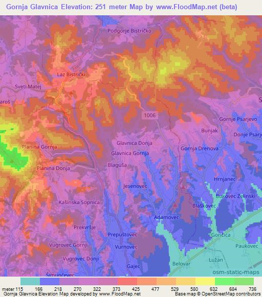 Gornja Glavnica,Croatia Elevation Map