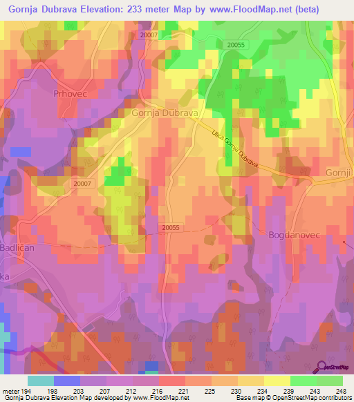 Gornja Dubrava,Croatia Elevation Map