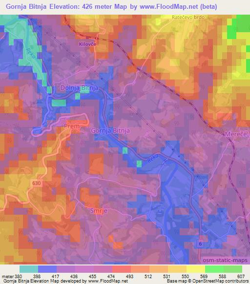 Gornja Bitnja,Slovenia Elevation Map