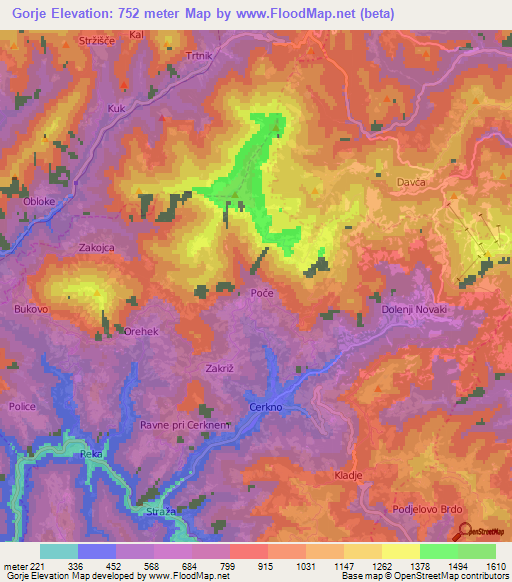 Gorje,Slovenia Elevation Map