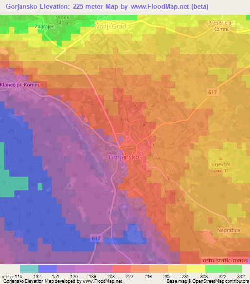 Gorjansko,Slovenia Elevation Map