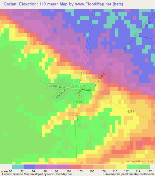 Gorjani,Croatia Elevation Map