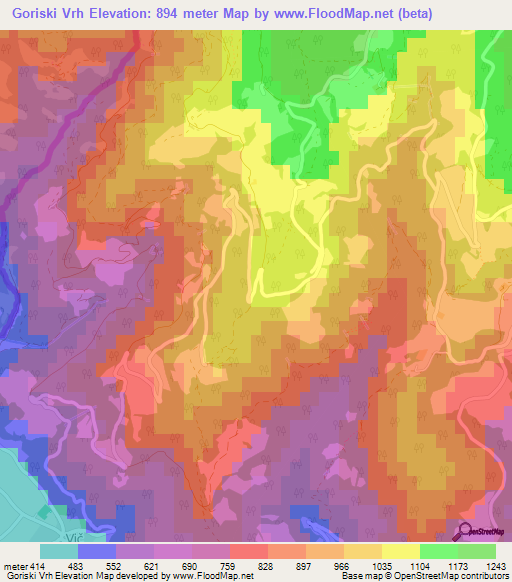 Goriski Vrh,Slovenia Elevation Map