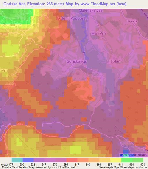 Goriska Vas,Slovenia Elevation Map