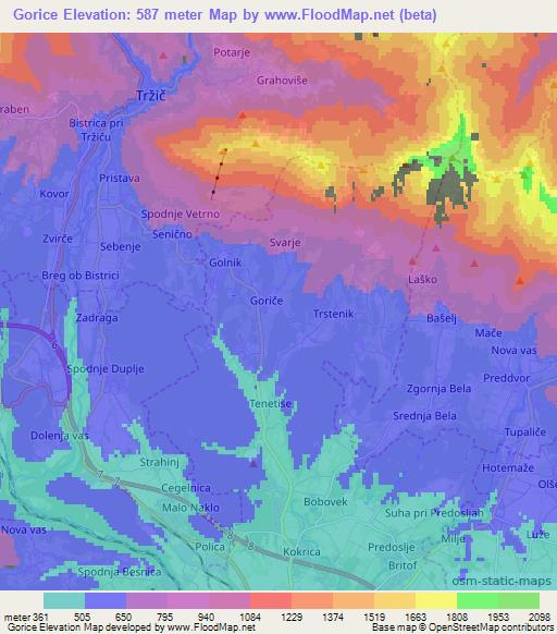 Gorice,Slovenia Elevation Map