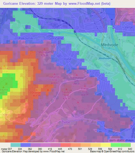 Goricane,Slovenia Elevation Map