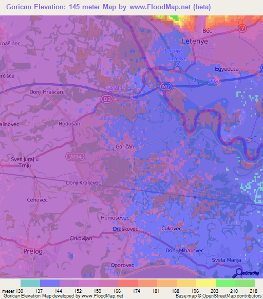Gorican,Croatia Elevation Map