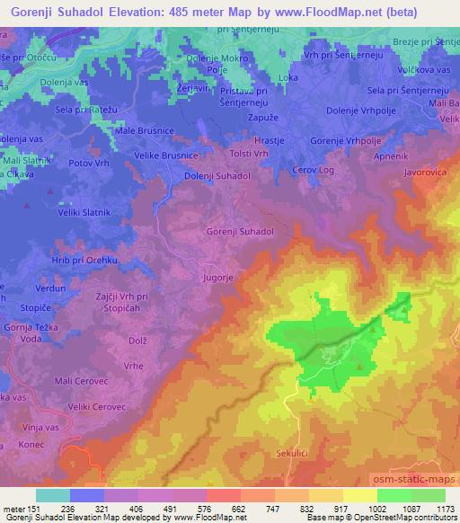 Gorenji Suhadol,Slovenia Elevation Map