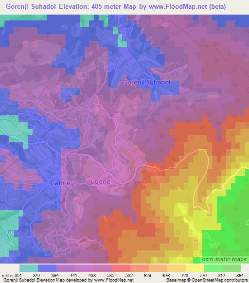 Gorenji Suhadol,Slovenia Elevation Map